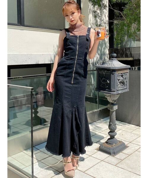 RESEXXY（リゼクシー）の「フロントジップマーメイドジャンスカ（ワンピース・レディース・ブラウン/アイボリー/ブラック・FREE）」の4枚目の写真