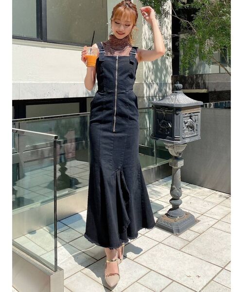 RESEXXY（リゼクシー）の「フロントジップマーメイドジャンスカ（ワンピース・レディース・ブラウン/アイボリー/ブラック・FREE）」の5枚目の写真