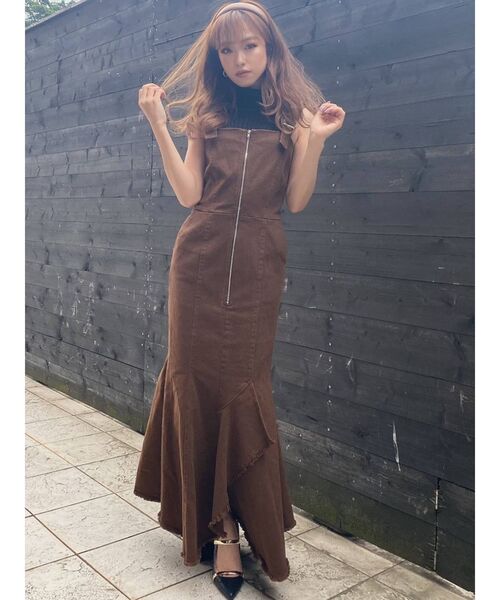 RESEXXY（リゼクシー）の「フロントジップマーメイドジャンスカ（ワンピース・レディース・ブラウン/アイボリー/ブラック・FREE）」の22枚目の写真