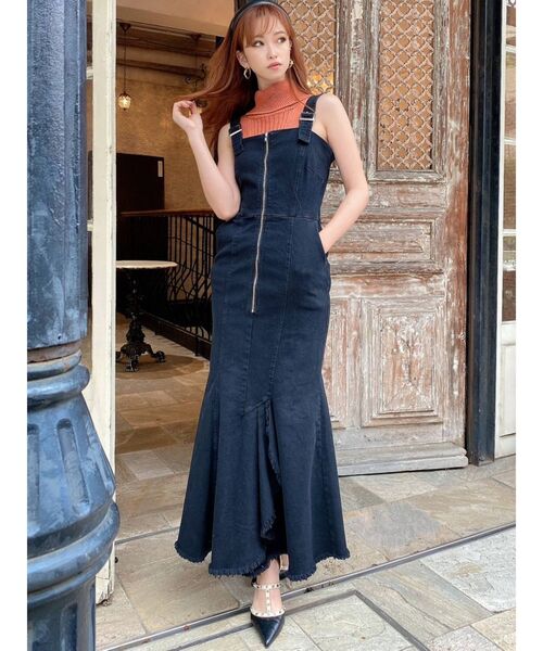 RESEXXY（リゼクシー）の「フロントジップマーメイドジャンスカ（ワンピース・レディース・ブラウン/アイボリー/ブラック・FREE）」の13枚目の写真