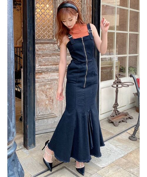 RESEXXY（リゼクシー）の「フロントジップマーメイドジャンスカ（ワンピース・レディース・ブラウン/アイボリー/ブラック・FREE）」の12枚目の写真