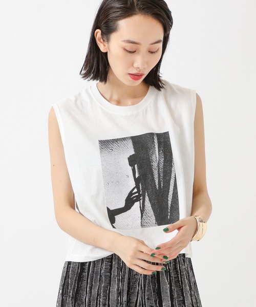 ALAND（エーランド）の「3.3 Field Trip／MONO PRINTノースリーブ　2218870（Tシャツ/カットソー・レディース・ブラック/アイボリー/カーキ・FREE）」の3枚目の写真