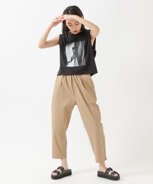 ALAND（エーランド）の「3.3 Field Trip／MONO PRINTノースリーブ　2218870（Tシャツ/カットソー・レディース・ブラック/アイボリー/カーキ・FREE）」の4枚目の写真