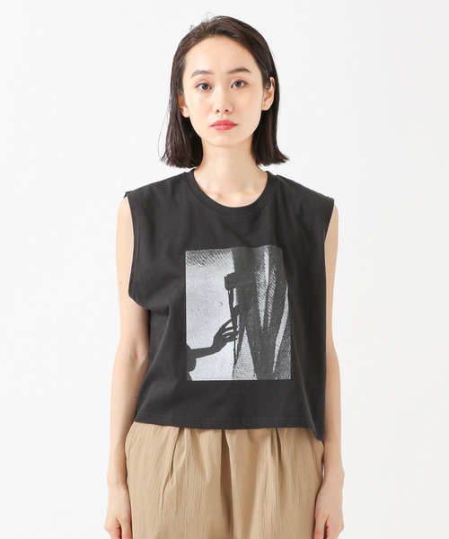 ALAND（エーランド）の「3.3 Field Trip／MONO PRINTノースリーブ　2218870（Tシャツ/カットソー・レディース・ブラック/アイボリー/カーキ・FREE）」の6枚目の写真