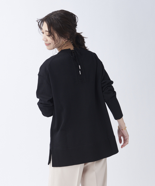 Abahouse Devinette（ドゥヴィネット）の「【BRAHMIN】バックレースアップオーバーシルエットニット（ニット/セーター・レディース・ブラック/オフホワイト/モカ・フリー）」の2枚目の写真