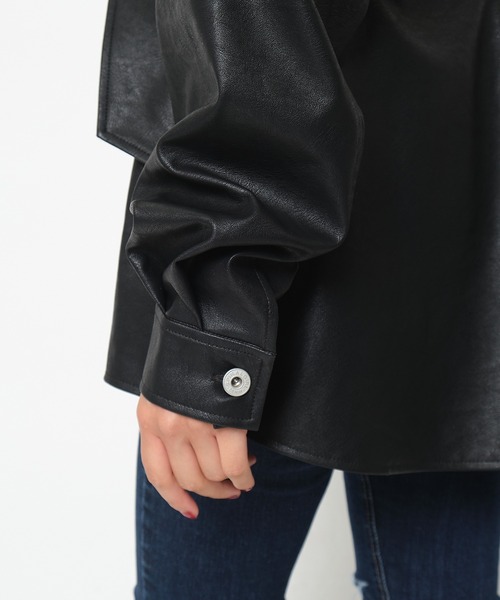 SPIRALGIRL（スパイラルガール）の「合皮CPOジャケット（ライダースジャケット・レディース・ブラック/ベージュ/ブラウン・FREE）」の13枚目の写真