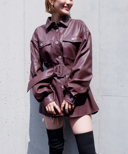 SPIRALGIRL（スパイラルガール）の「合皮CPOジャケット（ライダースジャケット・レディース・ブラック/ベージュ/ブラウン・FREE）」の15枚目の写真