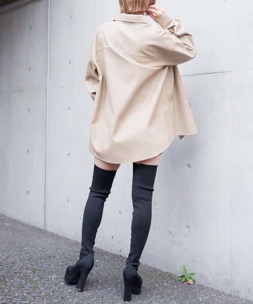 SPIRALGIRL（スパイラルガール）の「合皮CPOジャケット（ライダースジャケット・レディース・ブラック/ベージュ/ブラウン・FREE）」の9枚目の写真