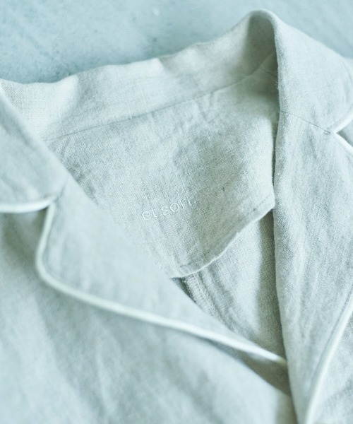 note et silence （ノートエシロンス）の「._◇et sort.ベルギーリネンキャンバス　パイピングシャツ（シャツ/ブラウス・レディース・ダークブラウン/アイボリー・FREE）」の22枚目の写真