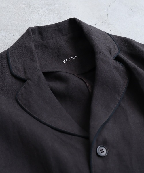 note et silence （ノートエシロンス）の「._◇et sort.ベルギーリネンキャンバス　パイピングシャツ（シャツ/ブラウス・レディース・ダークブラウン/アイボリー・FREE）」の6枚目の写真