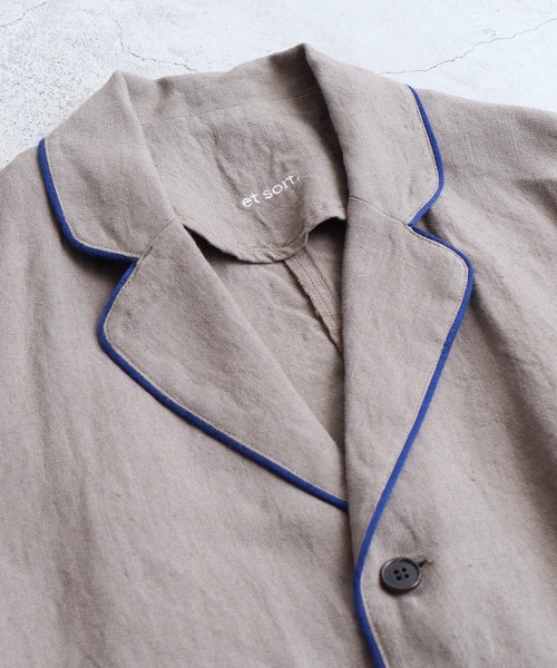 note et silence （ノートエシロンス）の「._◇et sort.ベルギーリネンキャンバス　パイピングシャツ（シャツ/ブラウス・レディース・ダークブラウン/アイボリー・FREE）」の14枚目の写真