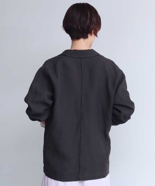 note et silence （ノートエシロンス）の「._◇et sort.ベルギーリネンキャンバス　パイピングシャツ（シャツ/ブラウス・レディース・ダークブラウン/アイボリー・FREE）」の17枚目の写真