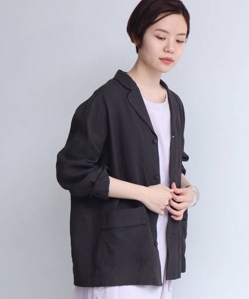 note et silence （ノートエシロンス）の「._◇et sort.ベルギーリネンキャンバス　パイピングシャツ（シャツ/ブラウス・レディース・ダークブラウン/アイボリー・FREE）」の21枚目の写真