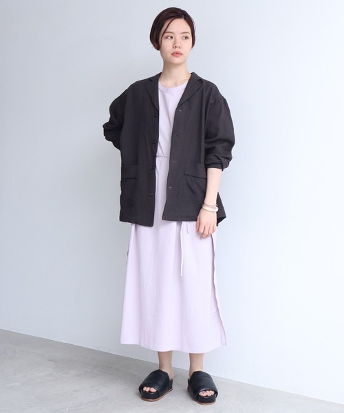 note et silence （ノートエシロンス）の「._◇et sort.ベルギーリネンキャンバス　パイピングシャツ（シャツ/ブラウス・レディース・ダークブラウン/アイボリー・FREE）」の12枚目の写真