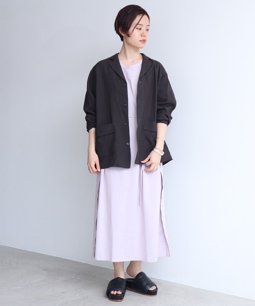 note et silence （ノートエシロンス）の「._◇et sort.ベルギーリネンキャンバス　パイピングシャツ（シャツ/ブラウス・レディース・ダークブラウン/アイボリー・FREE）」の4枚目の写真