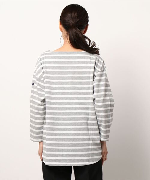 Grand PARK（グランドパーク）の「国産デラヴェボーダー天竺Ｔシャツ（Tシャツ/カットソー・レディース・グレー×ホワイト/ホワイト系その他/ネイビー×ホワイト・FREE）」の5枚目の写真