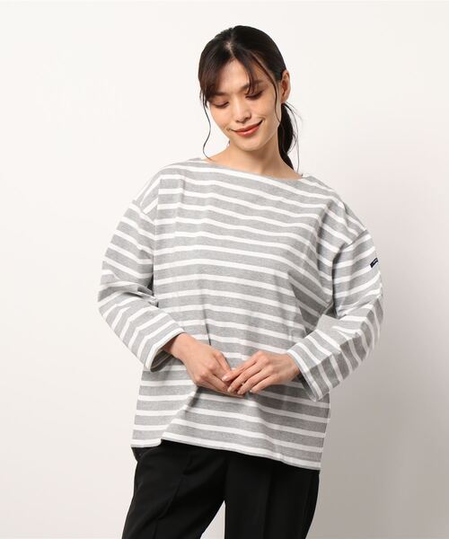 Grand PARK（グランドパーク）の「国産デラヴェボーダー天竺Ｔシャツ（Tシャツ/カットソー・レディース・グレー×ホワイト/ホワイト系その他/ネイビー×ホワイト・FREE）」の15枚目の写真