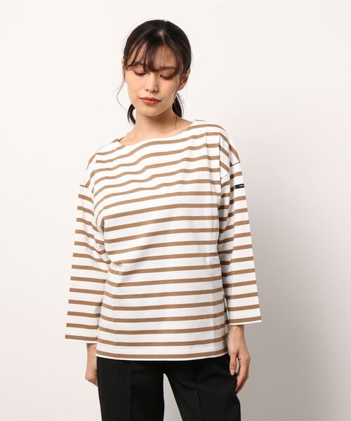 Grand PARK（グランドパーク）の「国産デラヴェボーダー天竺Ｔシャツ（Tシャツ/カットソー・レディース・グレー×ホワイト/ホワイト系その他/ネイビー×ホワイト・FREE）」の16枚目の写真