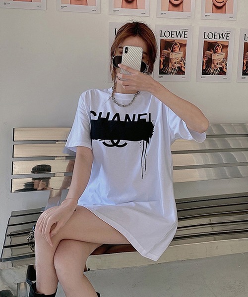 shopnikoniko(ショップニコニコ)の「パロディー Tシャツ(Tシャツ/カットソー・レディース・ホワイト/ブラック・フリー)」の2枚目の写真