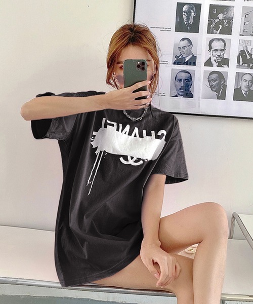 shopnikoniko(ショップニコニコ)の「パロディー Tシャツ(Tシャツ/カットソー・レディース・ホワイト/ブラック・フリー)」の1枚目の写真