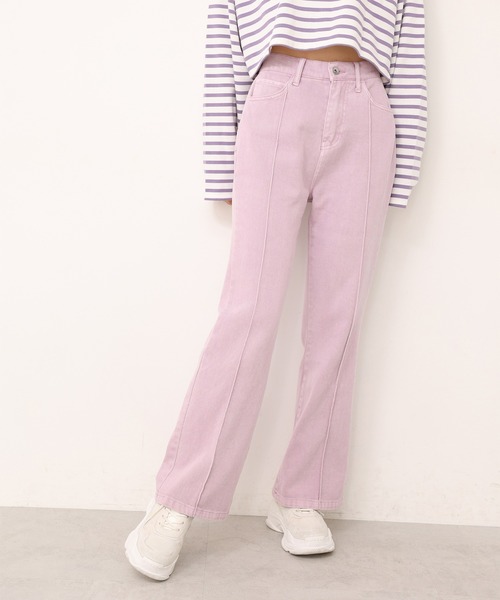 one after another NICE CLAUP（ワンアフターアナザーナイスクラップ）の「センターピンタック極みフレアデニム（デニムパンツ・レディース・ライトブルー/ブラック/ネイビー/ピンク・SMALL/MEDIUM）」の11枚目の写真