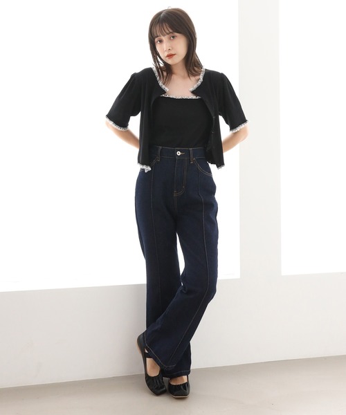 one after another NICE CLAUP（ワンアフターアナザーナイスクラップ）の「センターピンタック極みフレアデニム（デニムパンツ・レディース・ライトブルー/ブラック/ネイビー/ピンク・SMALL/MEDIUM）」の16枚目の写真