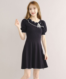 TITTY&CO. | 半袖フリルリボンニットワンピース(ワンピース)