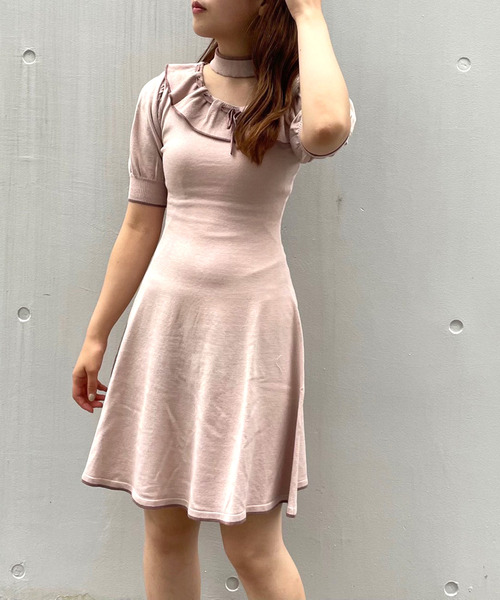 TITTY&CO.(ティティーアンドコー)の「半袖フリルリボンニットワンピース(ワンピース・レディース・ブラック/グレー/ピンク・FREE)」の13枚目の写真