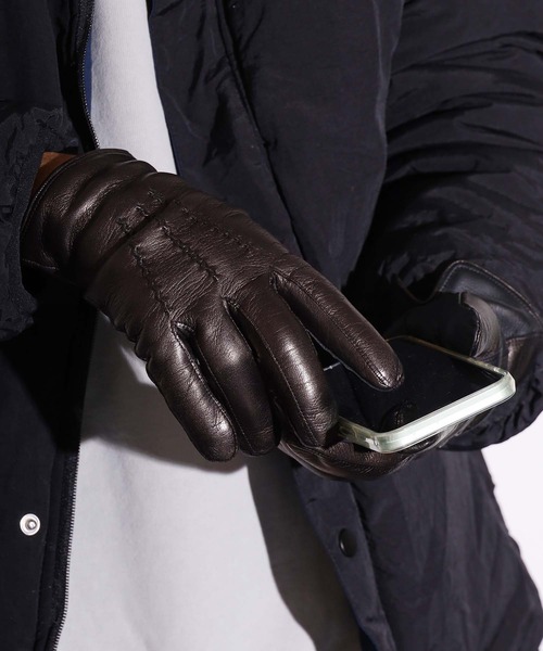 Gloves（グローブス）の「GLOVES/グローブス MEN'S SMART PHONE LAMB GLOVES-78SM 手袋 レザーグローブ イタリア製 スマートフォン対応（手袋・メンズ・ブラック/ブラウン・8.5/8）」の16枚目の写真