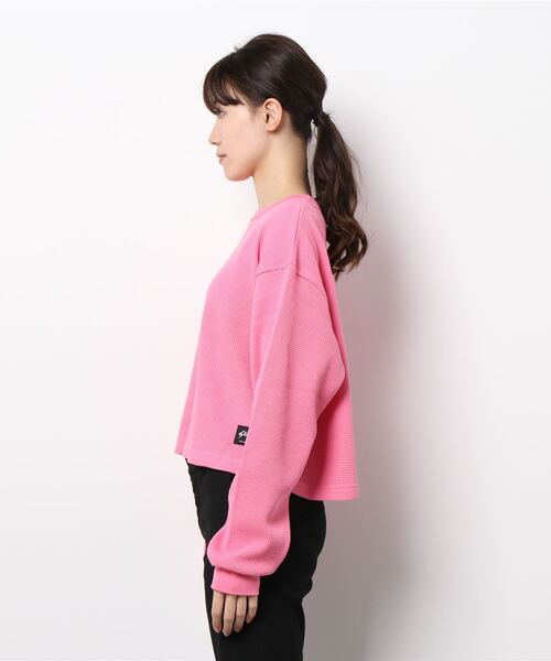 LOWRYS FARM(ローリーズファーム)の「StanRayワッフルロンT 219733(Tシャツ/カットソー・レディース・ホワイト/ピンク・FREE)」の4枚目の写真
