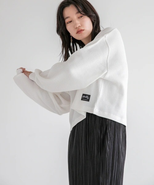 LOWRYS FARM(ローリーズファーム)の「StanRayワッフルロンT 219733(Tシャツ/カットソー・レディース・ホワイト/ピンク・FREE)」の1枚目の写真