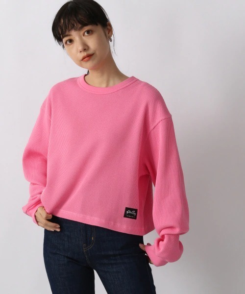 LOWRYS FARM(ローリーズファーム)の「StanRayワッフルロンT 219733(Tシャツ/カットソー・レディース・ホワイト/ピンク・FREE)」の2枚目の写真