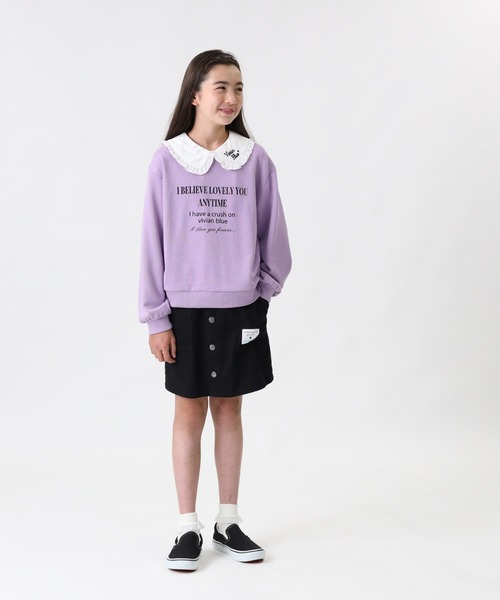 VIVIAN BLUE（ビビアンブルー）の「【VIVIAN BLUE】つけ衿プルオーバー（スウェット・キッズ・ブラック/パープル・155/130/120/140）」の10枚目の写真