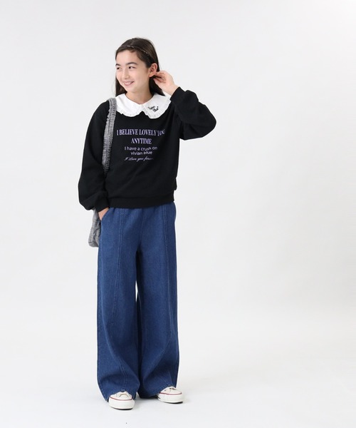 VIVIAN BLUE（ビビアンブルー）の「【VIVIAN BLUE】つけ衿プルオーバー（スウェット・キッズ・ブラック/パープル・155/130/120/140）」の6枚目の写真
