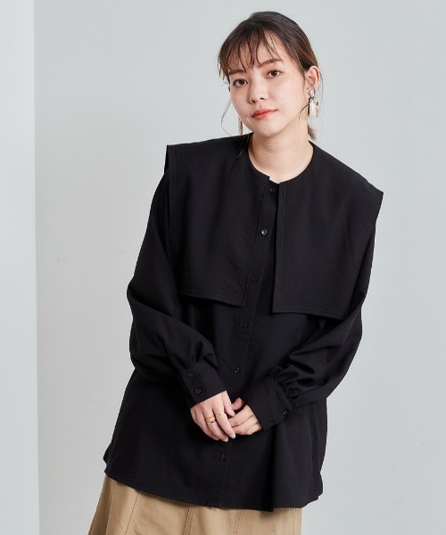 cepo（セポ）の「セーラーカラーシャツ（シャツ/ブラウス・レディース・ブラック/ベージュ/ピンク・M）」の2枚目の写真