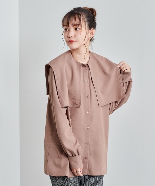 cepo（セポ）の「セーラーカラーシャツ（シャツ/ブラウス・レディース・ブラック/ベージュ/ピンク・M）」の7枚目の写真