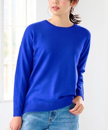 洗えるクルーネックカシミヤタッチニット