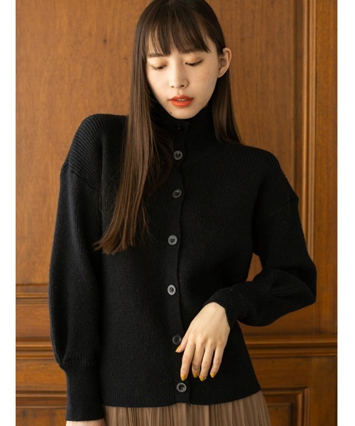 fifth（フィフス）の「ボリューム袖ハイネックニットカーディガン（カーディガン/ボレロ・レディース・ブラック/グレー/キャメル・MEDIUM）」の2枚目の写真