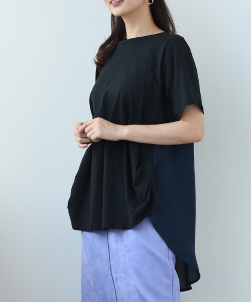 INTERPLANET（インタープラネット）の「Ｓｕｐｐｌｅ　Ｃｏｔｔｏｎ変形ピンタックプルオーバー（Tシャツ/カットソー・レディース・ブラック/オフホワイト/グリーン/グレイッシュベージュ・FREE）」の2枚目の写真