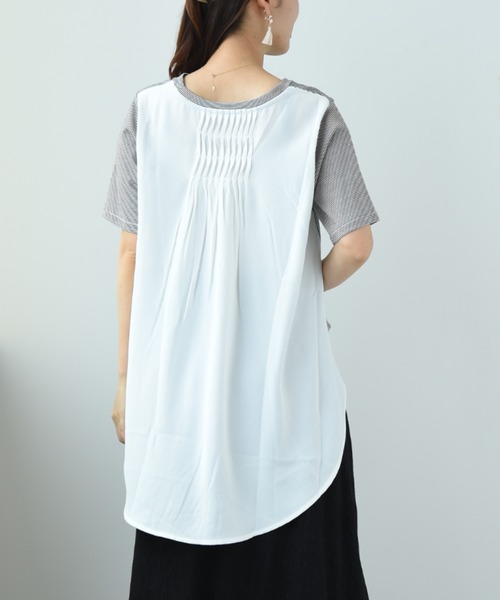 INTERPLANET（インタープラネット）の「Ｓｕｐｐｌｅ　Ｃｏｔｔｏｎ変形ピンタックプルオーバー（Tシャツ/カットソー・レディース・ブラック/オフホワイト/グリーン/グレイッシュベージュ・FREE）」の14枚目の写真
