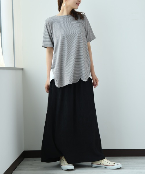 INTERPLANET（インタープラネット）の「Ｓｕｐｐｌｅ　Ｃｏｔｔｏｎ変形ピンタックプルオーバー（Tシャツ/カットソー・レディース・ブラック/オフホワイト/グリーン/グレイッシュベージュ・FREE）」の15枚目の写真