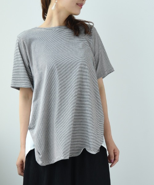 INTERPLANET（インタープラネット）の「Ｓｕｐｐｌｅ　Ｃｏｔｔｏｎ変形ピンタックプルオーバー（Tシャツ/カットソー・レディース・ブラック/オフホワイト/グリーン/グレイッシュベージュ・FREE）」の10枚目の写真