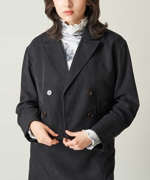 A de a.v.v（アードアー・ヴェ・ヴェ）の「（SET UP対応）ダブルボタンショートテーラードジャケット（テーラードジャケット・レディース・ブラック/ブルー・38/36）」の2枚目の写真
