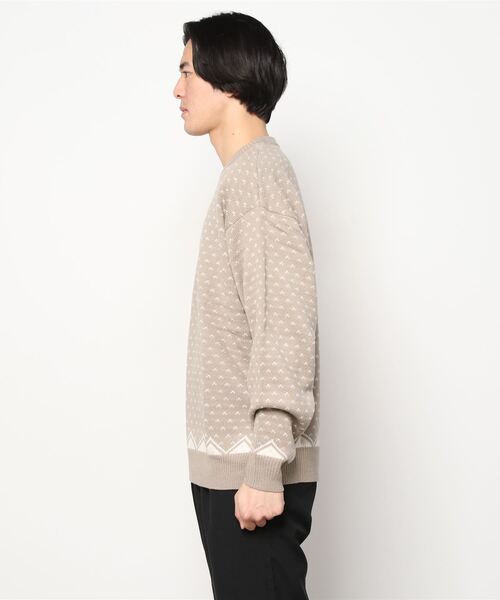 JOHN'S CLOSET(ジョンズクローゼット)の「【i】アクリルバーズアイジャガードクルーネックニット(ニット/セーター・メンズ・チャコールグレー/グリーン/ベージュ・MEDIUM/LARGE/X-LARGE)」の9枚目の写真