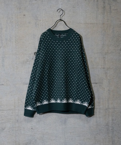 JOHN'S CLOSET(ジョンズクローゼット)の「【i】アクリルバーズアイジャガードクルーネックニット(ニット/セーター・メンズ・チャコールグレー/グリーン/ベージュ・MEDIUM/LARGE/X-LARGE)」の3枚目の写真