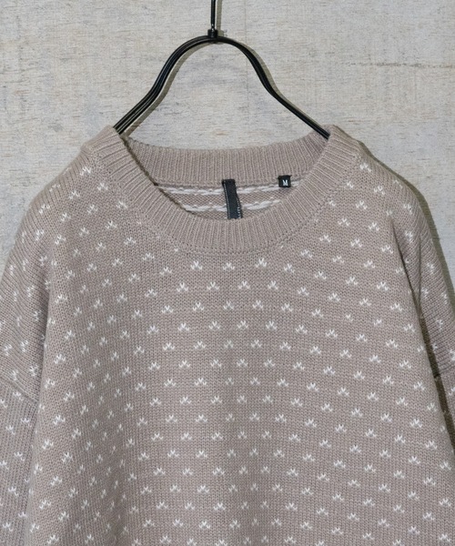 JOHN'S CLOSET(ジョンズクローゼット)の「【i】アクリルバーズアイジャガードクルーネックニット(ニット/セーター・メンズ・チャコールグレー/グリーン/ベージュ・MEDIUM/LARGE/X-LARGE)」の4枚目の写真