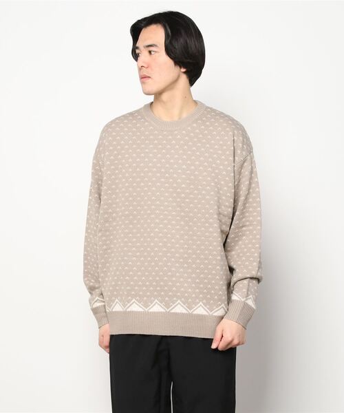 JOHN'S CLOSET(ジョンズクローゼット)の「【i】アクリルバーズアイジャガードクルーネックニット(ニット/セーター・メンズ・チャコールグレー/グリーン/ベージュ・MEDIUM/LARGE/X-LARGE)」の11枚目の写真