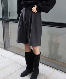 LESS ウールワイドハーフパンツ