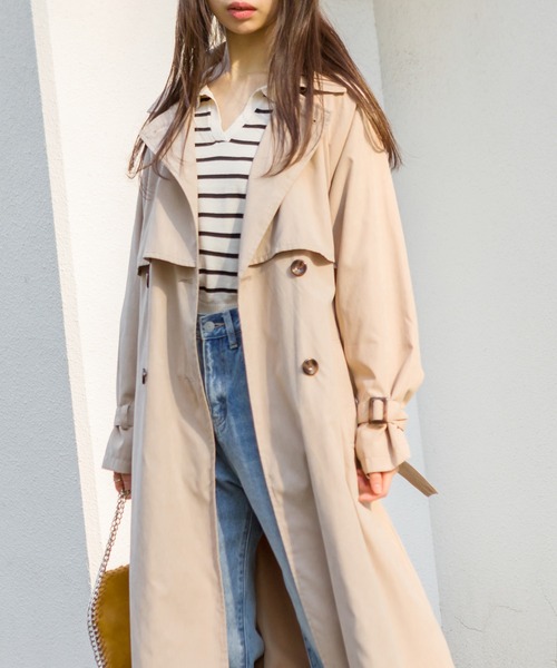 SpRay（スプレイ）の「【WEB限定】ヨーク切替キャンディスリーブトレンチコート（トレンチコート・レディース・ベージュ/ブルー/ライトベージュ/グレイッシュベージュ・MEDIUM/LARGE）」の10枚目の写真