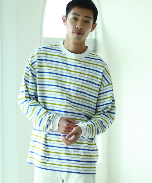 BEAMS（ビームス）の「BEAMS / ジャガード イージー クルーネック（Tシャツ/カットソー・メンズ・グリーン系その他/ホワイト系その他・XL/S/L/M）」の3枚目の写真